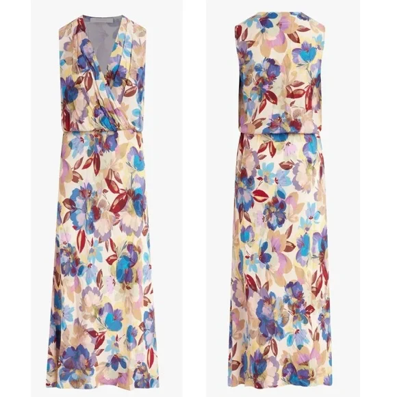 Favorite Daughter The Nita Floral Sleeveless Blouson Pleated V neck Maxi Dress